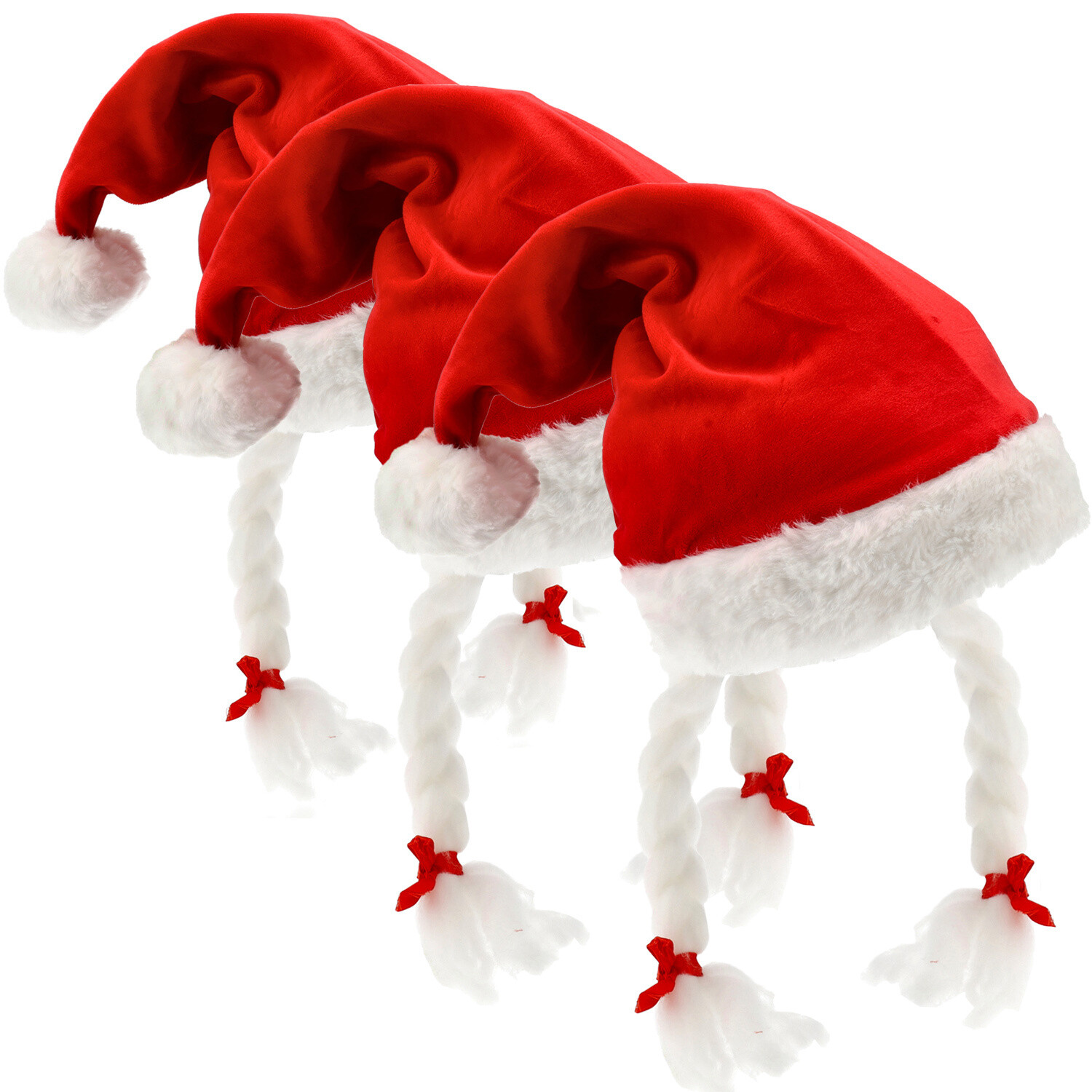 POPOYU 3 stuks zwarte kerstmutsen voor volwassenen, luxe kerstmanmutsen pluche kerst kerstmanhoed, fancy dress kerstmankostuum, fluwelen comfortabele