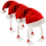 Discountershop Kerstmutsen Grappig - Rode Kerstmutsen Volwassenen voor Man & Vrouw - 61 cm - Velvet Kerstmuts met Staart & Vlechten - 3 Stuks Discountershop Kerstmutsen Grappig - Rode Kerstmutsen Volwassenen voor Man & Vrouw - 61 cm - Velvet Kerstmuts met Staart & Vlechten - 3 Stuks
