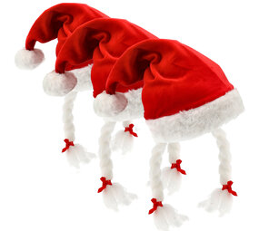 Discountershop Funny Christmas Hats - Red Christmas Hats Adults for Man & Woman - 61 cm - Velvet Santa Hat with Tail & Braids - 3 Pieces Discountershop Funny Christmas Hats - Red Christmas Hats Adults for Man & Woman - 61 cm - Velvet Santa Hat with Tail & Braids - 3 Pieces