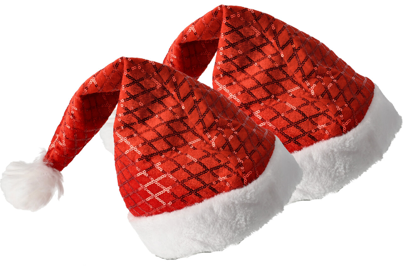 Discountershop Kerstmutsen Volwassenen & Kinderen - Past Maat 54-56 - Pailletten Muts - 2 Stuks Kerstmuts Glitter - Perfect voor Kerstoutfits, en Feestkleding Discountershop Kerstmutsen Volwassenen & Kinderen - Past Maat 54-56 - Pailletten Muts - 2 Stuks Kerstmuts Glitter - Perfect voor Kerstoutfits, en Feestkleding