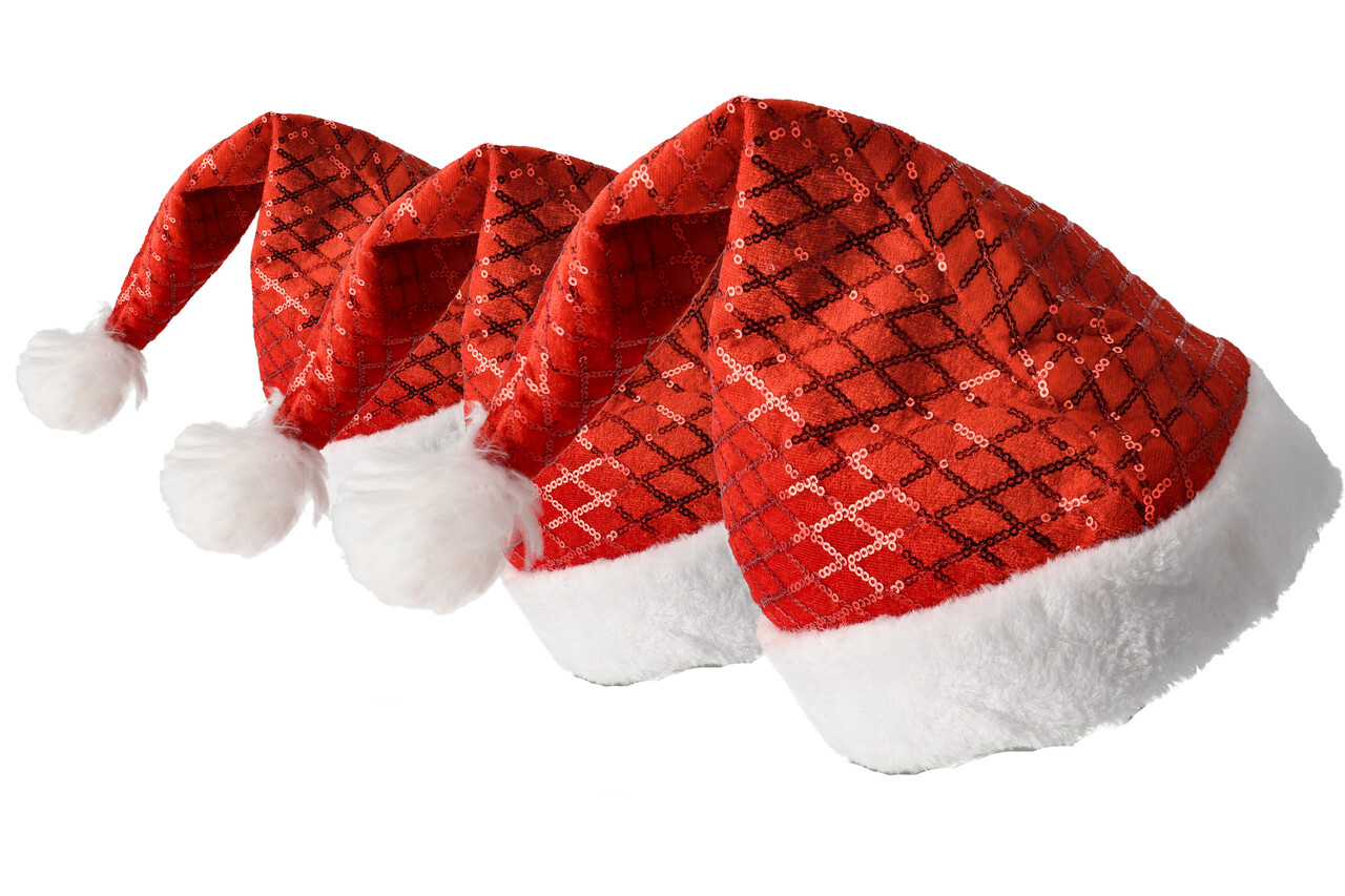 Discountershop Kerstmuts Volwassenen & Kinderen - Past Maat 54-56 - Pailletten Muts Set van 3 - Perfect als Kerstkleding, Nieuwjaar Kostuums en Feestkleding! Discountershop Kerstmuts Volwassenen & Kinderen - Past Maat 54-56 - Pailletten Muts Set van 3 - Perfect als Kerstkleding, Nieuwjaar Kostuums en Feestkleding!
