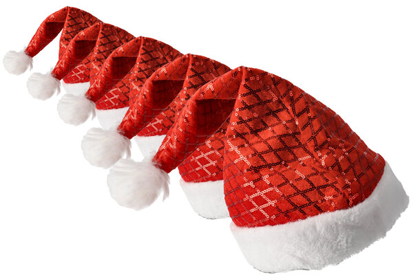 Discountershop Kerstmutsen Volwassenen & Kinderen - Pailletten Muts Set van 5 - Maat 54-56 - Perfect Partymuts voor Kerst, Carnavals en Feest!