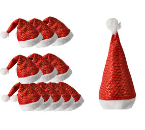 Discountershop Kerstmutsen Volwassenen & Kinderen - Voordelpak Pailletten Muts Set van 12 - Maat 54-56 - Partymuts voor Kerst, Carnavals en Feest! Discountershop Kerstmutsen Volwassenen & Kinderen - Voordelpak Pailletten Muts Set van 12 - Maat 54-56 - Partymuts voor Kerst, Carnavals en Feest!