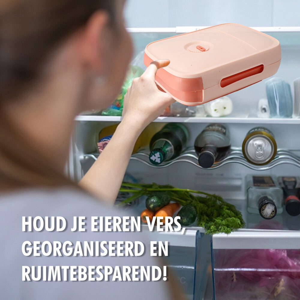 Discountershop Eierenhouder Koelkast voor 18 Eieren - Kunststof Rollende Eierhouder -  Koelkast Eiertrays - Roze Eierdoos Discountershop Eierenhouder Koelkast voor 18 Eieren - Kunststof Rollende Eierhouder -  Koelkast Eiertrays - Roze Eierdoos