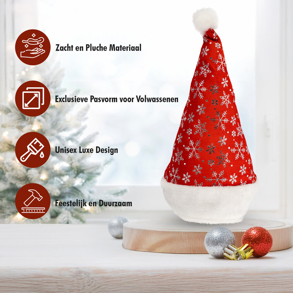 Discountershop Christmas Hat Adults Unisex with Snowflakes - 3 Pieces - 62cm Head - Red White - Ideal Party Gifts - Perfect for Christmas outfits! Discountershop Christmas Hat Adults Unisex with Snowflakes - 3 Pieces - 62cm Head - Red White - Ideal Party Gifts - Perfect for Christmas outfits!