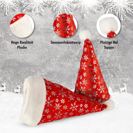 Discountershop Kerstmutsen Set voor Volwassenen - met Sneeuwvlokken - 62cm Hoofdmaat - Rood Wit Pluche - Goedkope Kerstmuts voor Mannen en Vrouwen - Perfect voor Kerst Feestdagen - 6 Stuks Discountershop Kerstmutsen Set voor Volwassenen - met Sneeuwvlokken - 62cm Hoofdmaat - Rood Wit Pluche - Goedkope Kerstmuts voor Mannen en Vrouwen - Perfect voor Kerst Feestdagen - 6 Stuks