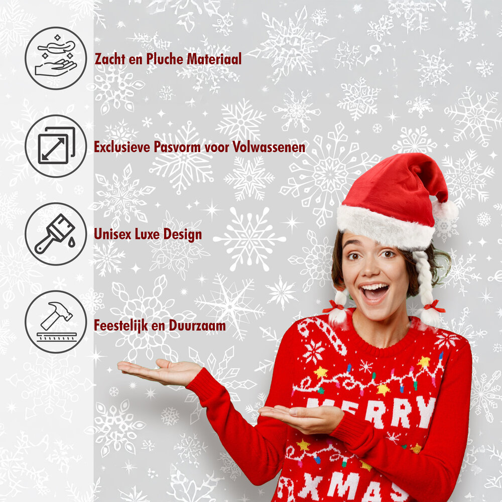 Discountershop Funny Christmas Hat Set of 2 - For Women & Men - with Tail & Braids - Circumference 61 cm - Red Christmas Caps for Party Outfits Discountershop Funny Christmas Hat Set of 2 - For Women & Men - with Tail & Braids - Circumference 61 cm - Red Christmas Caps for Party Outfits