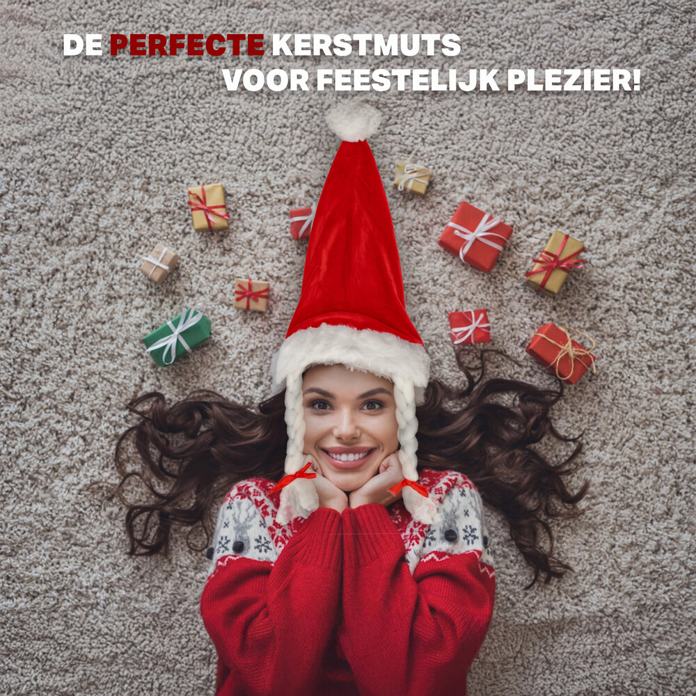 Discountershop Funny Christmas Hats - Red Christmas Hats Adults for Man & Woman - 61 cm - Velvet Santa Hat with Tail & Braids - 3 Pieces Discountershop Funny Christmas Hats - Red Christmas Hats Adults for Man & Woman - 61 cm - Velvet Santa Hat with Tail & Braids - 3 Pieces