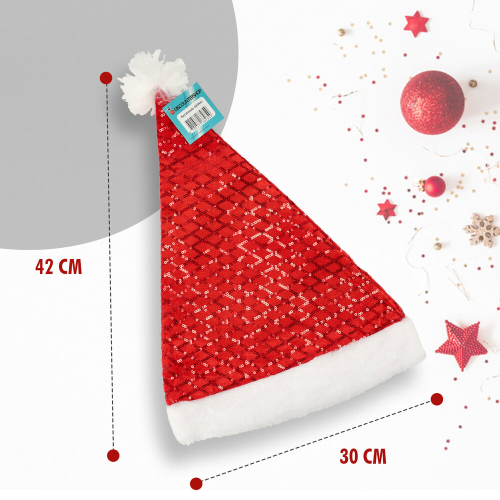 Discountershop Kerstmutsen Volwassenen & Kinderen - Past Maat 54-56 - Pailletten Muts - 2 Stuks Kerstmuts Glitter - Perfect voor Kerstoutfits, en Feestkleding Discountershop Kerstmutsen Volwassenen & Kinderen - Past Maat 54-56 - Pailletten Muts - 2 Stuks Kerstmuts Glitter - Perfect voor Kerstoutfits, en Feestkleding