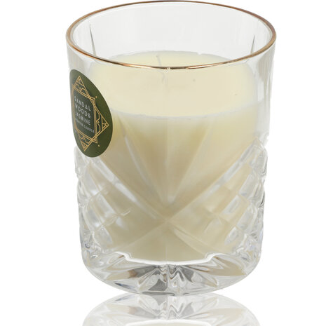 Merkloos Geurkaars in Glas sandalwood Jasmine - Luxe Scented Candle - 34 uur Brandduur