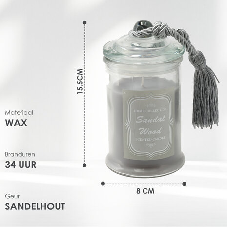 Merkloos Geurkaars in Glas Sandalwood - Luxe buitenkaars met Glazen deksel - 34 Uur brandduur Merkloos Geurkaars in Glas Sandalwood - Luxe buitenkaars met Glazen deksel - 34 Uur brandduur