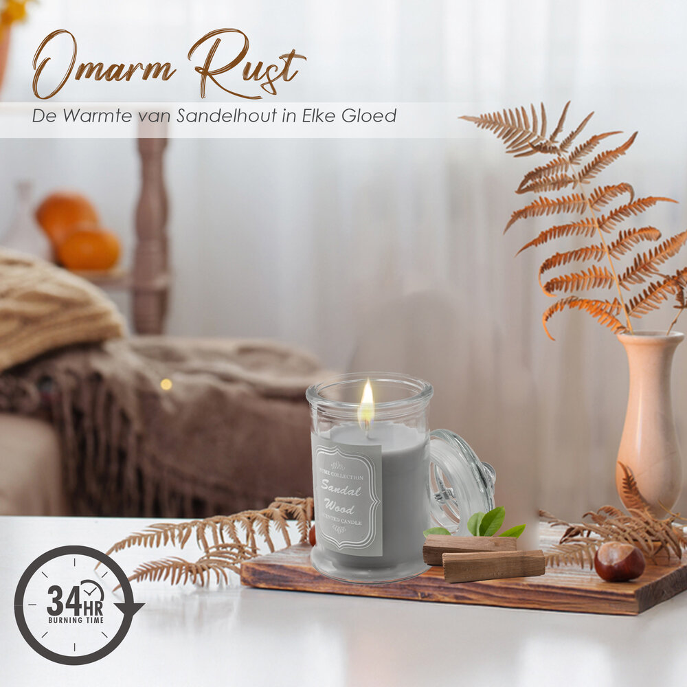 Merkloos Luxury Candles in Glass - Scented Candle Sandalwood - 34 hours Burning Time - Stress Relief Scented Candle for Living Room & Bedroom Merkloos Luxury Candles in Glass - Scented Candle Sandalwood - 34 hours Burning Time - Stress Relief Scented Candle for Living Room & Bedroom