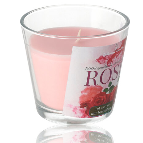 Delaram Luxe Geurkaars in Glas - 30 uur Branduren - Rose Geurkaars - Romantische Kaarsen voor Vrouwen & Mannen