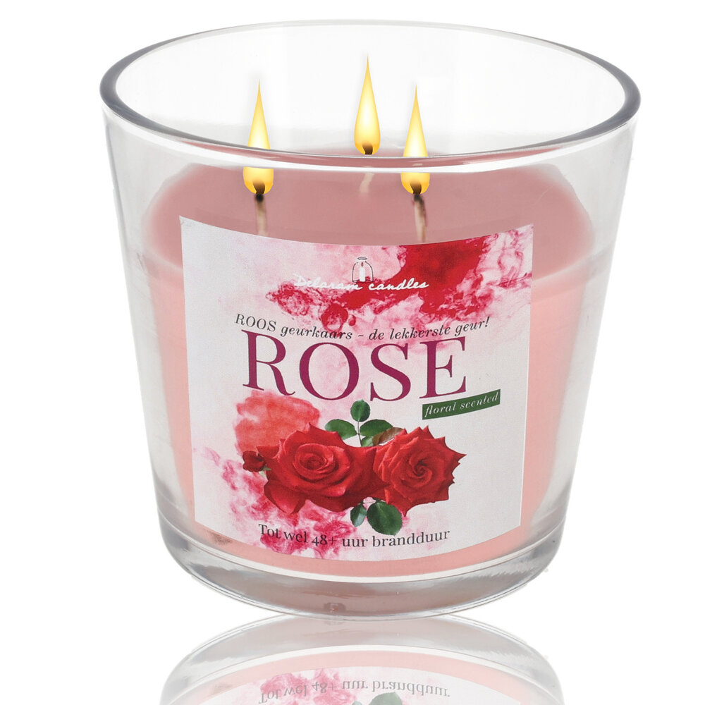 Delaram Scented Candle Rose - Large Aroma Candle - 48 hours Burning Hours - Romantic Candle for Valentine's Day Delaram Scented Candle Rose - Large Aroma Candle - 48 hours Burning Hours - Romantic Candle for Valentine's Day
