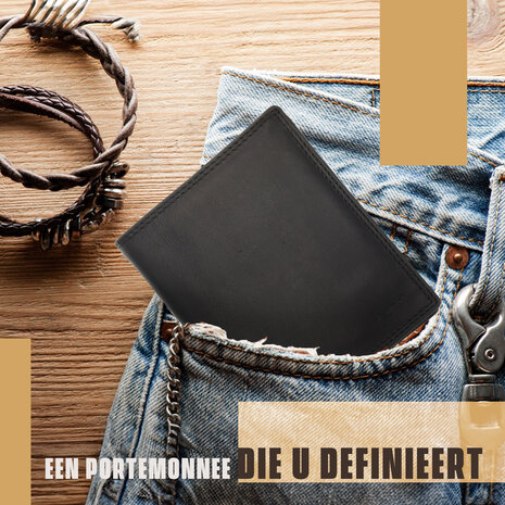 4 East Pure Leather Wallet with Coin Pocket - RFID Technology - 4East Black Men's Wallet with 14 Creditcard Slots 4 East Pure Leather Wallet with Coin Pocket - RFID Technology - 4East Black Men's Wallet with 14 Creditcard Slots