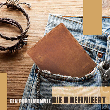 4 East Genuine Leather Mens Wallet - Tan Leather Wallet with 14 Card Slots - Billfold Wallet with RFID