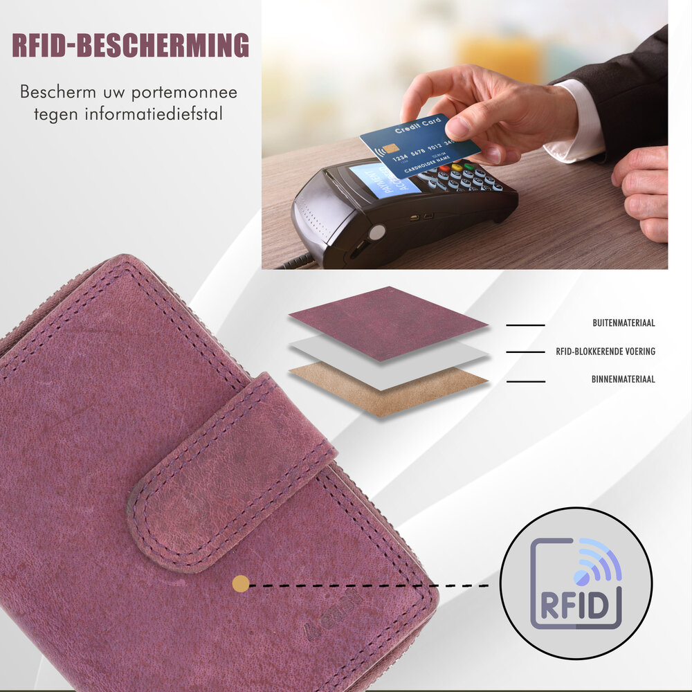 4 East Portemonnee Heren & Dames - Paars Portemonnee met Rits - RFID Anti-Skim - Leren Portemonnee met 7 Kaarthouder, Munt- & Briefgeldvak - Perfect Kerstcadeau - 13.5x10cm 4 East Portemonnee Heren & Dames - Paars Portemonnee met Rits - RFID Anti-Skim - Leren Portemonnee met 7 Kaarthouder, Munt- & Briefgeldvak - Perfect Kerstcadeau - 13.5x10cm