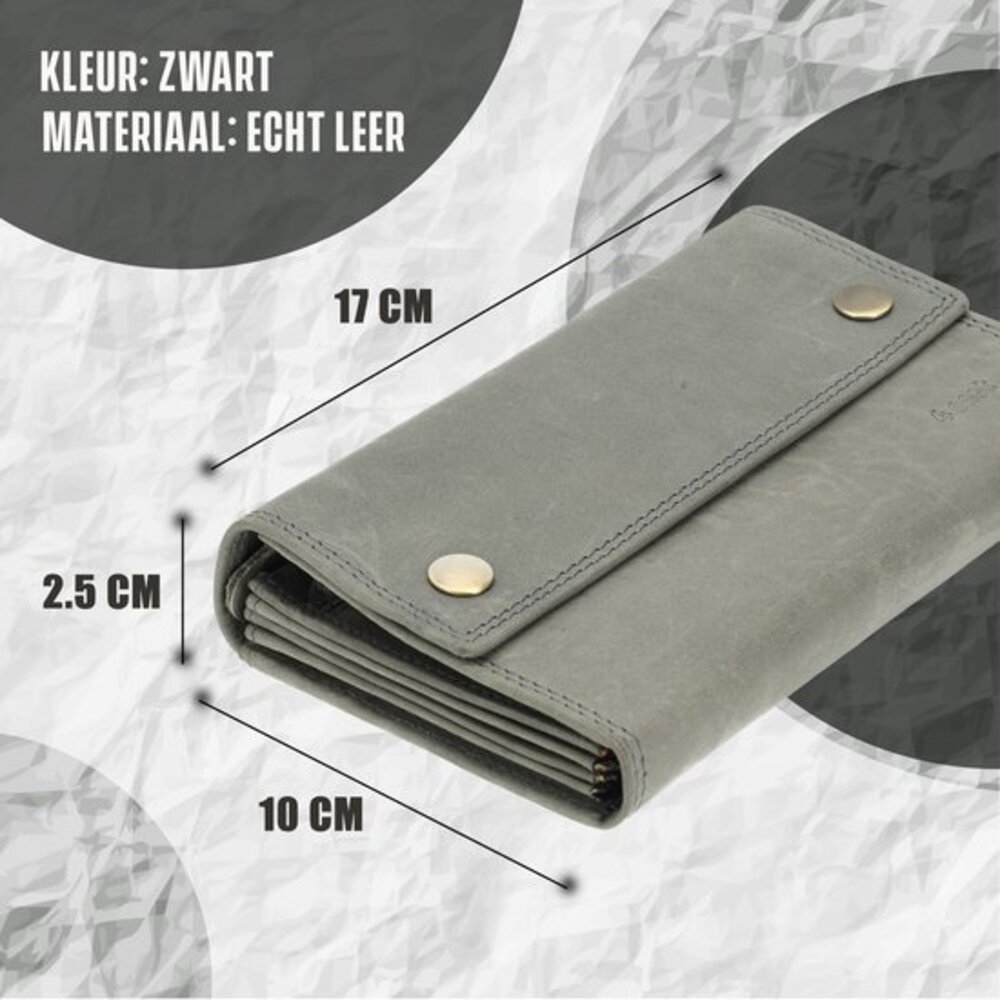 4 East Leather Catering Wallet - Horeca Catering Wallet - Men & Women - RFID - 14 Card Holder & Coin Pocket - Gray