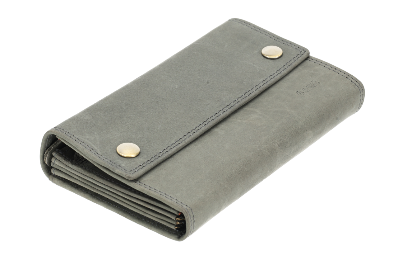 4 East Leather Catering Wallet - Horeca Catering Wallet - Men & Women - RFID - 14 Card Holder & Coin Pocket - Gray