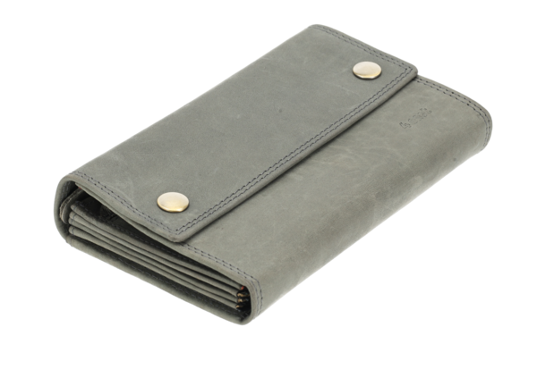 4 East Leather Catering Wallet - Horeca Catering Wallet - Men & Women - RFID - 14 Card Holder & Coin Pocket - Gray