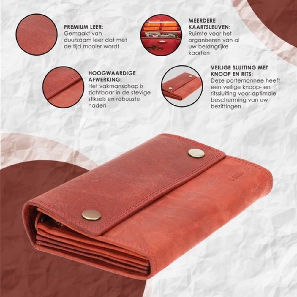 4 East Horeca Portemonnee - Rode Horeca Portefeuille - Kelnersbeurs - RFID Bescherming Kelnerportemonnee - 14 Pasjeshouder & Muntvak 4 East Horeca Portemonnee - Rode Horeca Portefeuille - Kelnersbeurs - RFID Bescherming Kelnerportemonnee - 14 Pasjeshouder & Muntvak