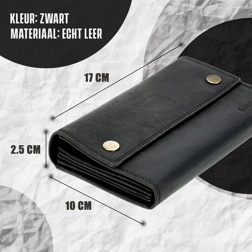 4 East Horeca Portemonnee - Compacte Horeca Portefeuille voor Heren & Dames - Kelnersbeurs met RFID Bescherming -Buffelleer Zwart - 14 Kaartsleuven, 4 Briefgeldvakken- Muntvak met Rits 4 East Horeca Portemonnee - Compacte Horeca Portefeuille voor Heren & Dames - Kelnersbeurs met RFID Bescherming -Buffelleer Zwart - 14 Kaartsleuven, 4 Briefgeldvakken- Muntvak met Rits