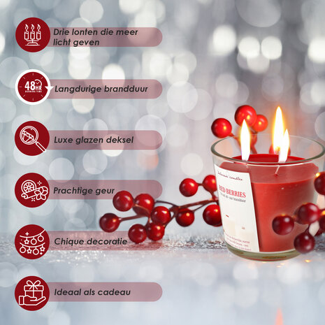 Delaram Grote Geurkaars Berry - Goedkope Geurkaarsen Online voor Woonkamer & Eatkamer - 48 uur brandduur - Drie Lonten Dinerkaars Delaram Grote Geurkaars Berry - Goedkope Geurkaarsen Online voor Woonkamer & Eatkamer - 48 uur brandduur - Drie Lonten Dinerkaars