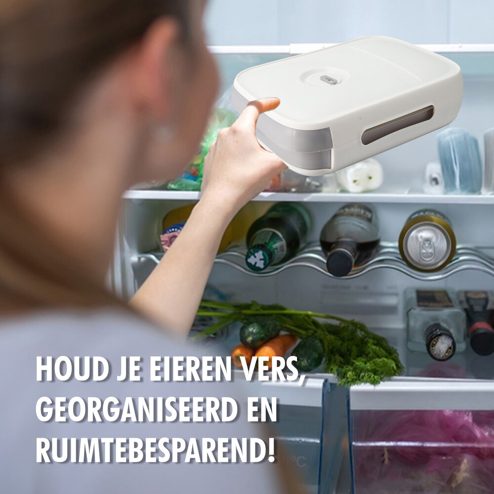 Discountershop Rollende Eierhouder voor Koelkast - 18 Eieren Eieropbergbox met Versheidsindicator - Grijs Koelkast Organizer Discountershop Rollende Eierhouder voor Koelkast - 18 Eieren Eieropbergbox met Versheidsindicator - Grijs Koelkast Organizer