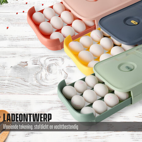 Discountershop Lidded Egg Container for Fridge - 18 Eggs - Space Saving Refrigerator Egg Roller with Freshness Indicator - Grey Discountershop Lidded Egg Container for Fridge - 18 Eggs - Space Saving Refrigerator Egg Roller with Freshness Indicator - Grey