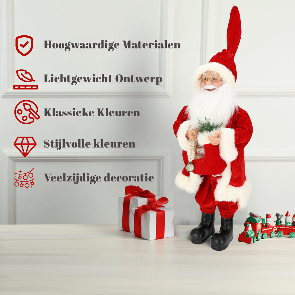 Discountershop Santa Claus Figurine - Height 45 cm - Red Christmas Decorations Online - Use in Christmas or Sinterklaas
