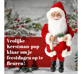 Discountershop Kerstman Pop - Hoogte 45 cm - Rood - Nostalgische Kerstdecoratie - Kerstversiering voor Binnen Discountershop Kerstman Pop - Hoogte 45 cm - Rood - Nostalgische Kerstdecoratie - Kerstversiering voor Binnen