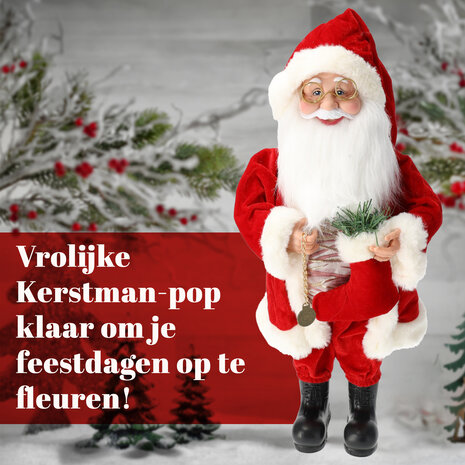 Discountershop Kerstman Pop - Hoogte 45 cm - Rood - Nostalgische Kerstdecoratie - Kerstversiering voor Binnen Discountershop Kerstman Pop - Hoogte 45 cm - Rood - Nostalgische Kerstdecoratie - Kerstversiering voor Binnen