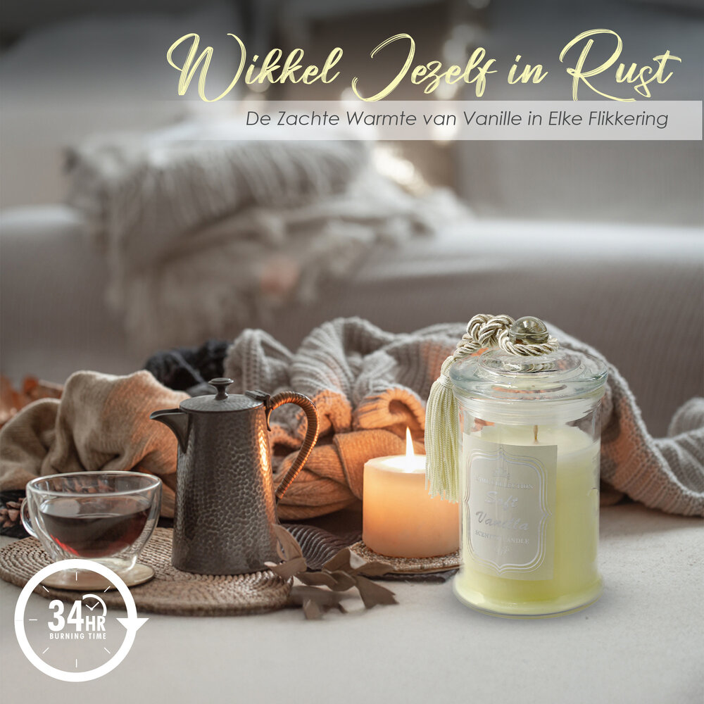 Merkloos Luxe Kaarsen in Glas - Geurkaars Vanille - 34 uur Brandduur - Aromatherapie Geurkaars voor Woonkamer & Slaapkamer Merkloos Luxe Kaarsen in Glas - Geurkaars Vanille - 34 uur Brandduur - Aromatherapie Geurkaars voor Woonkamer & Slaapkamer