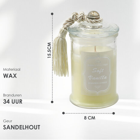 Merkloos Luxe Kaarsen in Glas - Geurkaars Vanille - 34 uur Brandduur - Aromatherapie Geurkaars voor Woonkamer & Slaapkamer Merkloos Luxe Kaarsen in Glas - Geurkaars Vanille - 34 uur Brandduur - Aromatherapie Geurkaars voor Woonkamer & Slaapkamer