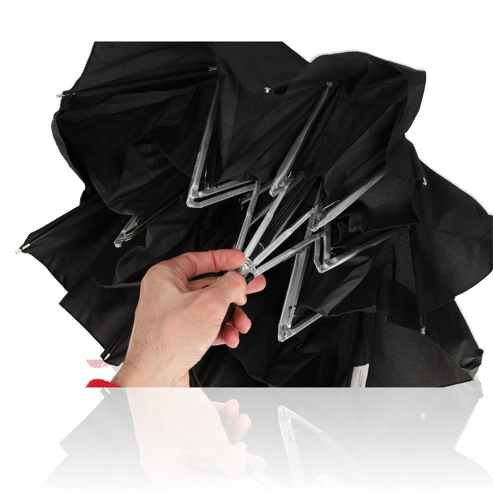 Discountershop Beste  Stormparaplu Kopen -  Grote Paraplu 100 cm - Windbestendig : tot 80km/h - Opvouwbare Paraplu Zwart Discountershop Beste  Stormparaplu Kopen -  Grote Paraplu 100 cm - Windbestendig : tot 80km/h - Opvouwbare Paraplu Zwart