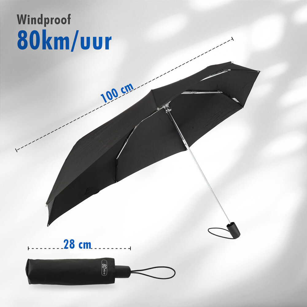 Discountershop Dutch Storm Umbrella - Black - Windproof up to 80km/h - Folding Umbrella 100cm - Aerodynamic Storm Umbrella Discountershop Dutch Storm Umbrella - Black - Windproof up to 80km/h - Folding Umbrella 100cm - Aerodynamic Storm Umbrella