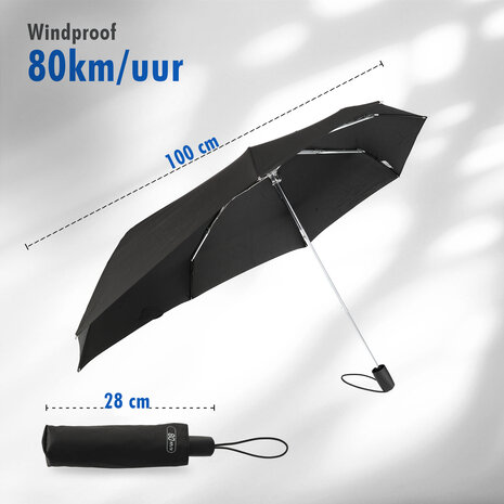 Discountershop Beste  Stormparaplu Kopen -  Grote Paraplu 100 cm - Windbestendig : tot 80km/h - Opvouwbare Paraplu Zwart Discountershop Beste  Stormparaplu Kopen -  Grote Paraplu 100 cm - Windbestendig : tot 80km/h - Opvouwbare Paraplu Zwart