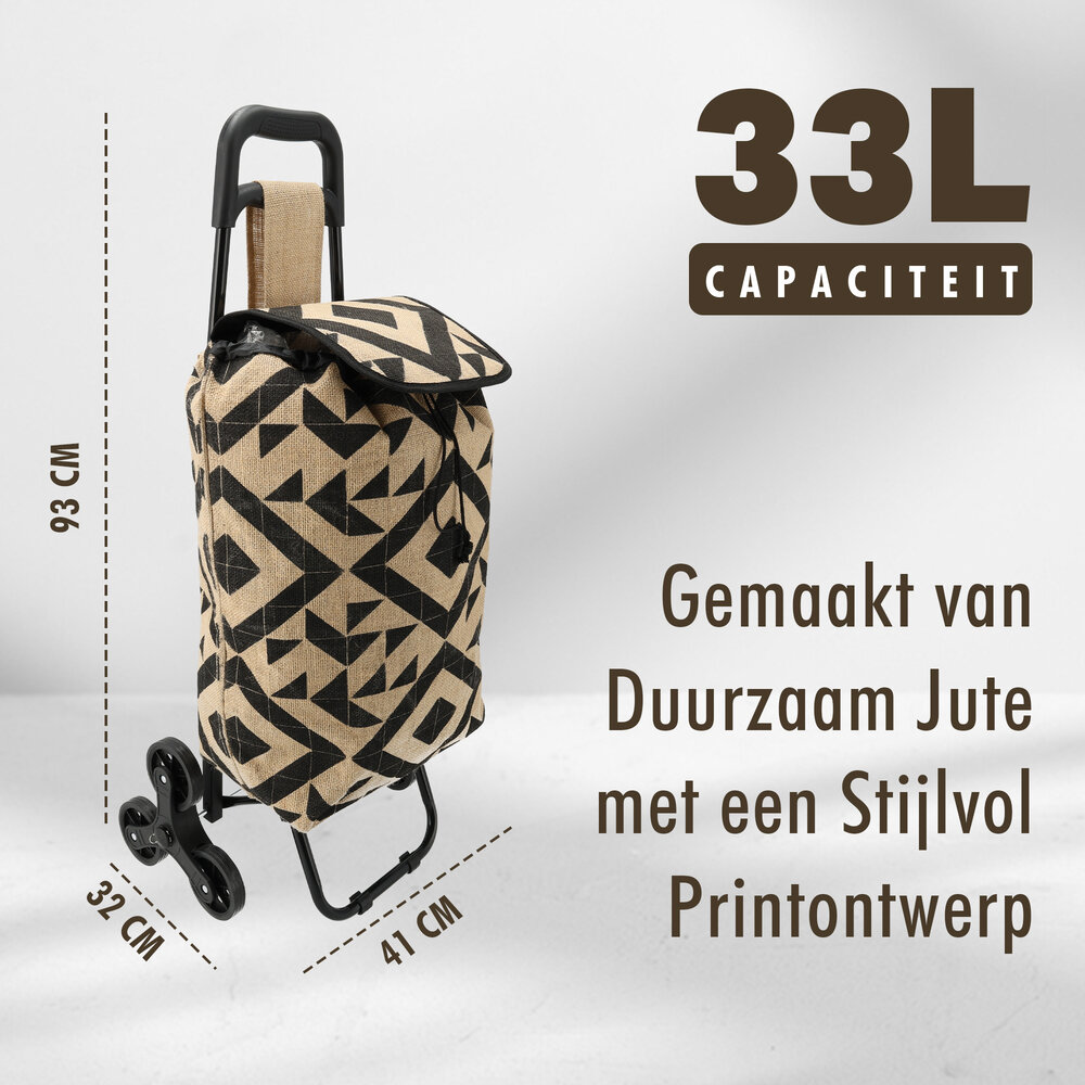 Merkloos Collapsible Shopping Trolley Bag with Wheels - 33L - Shopping Trolley for Home Use - Ideal for Stairs - L92 x B32,5 x H41cm