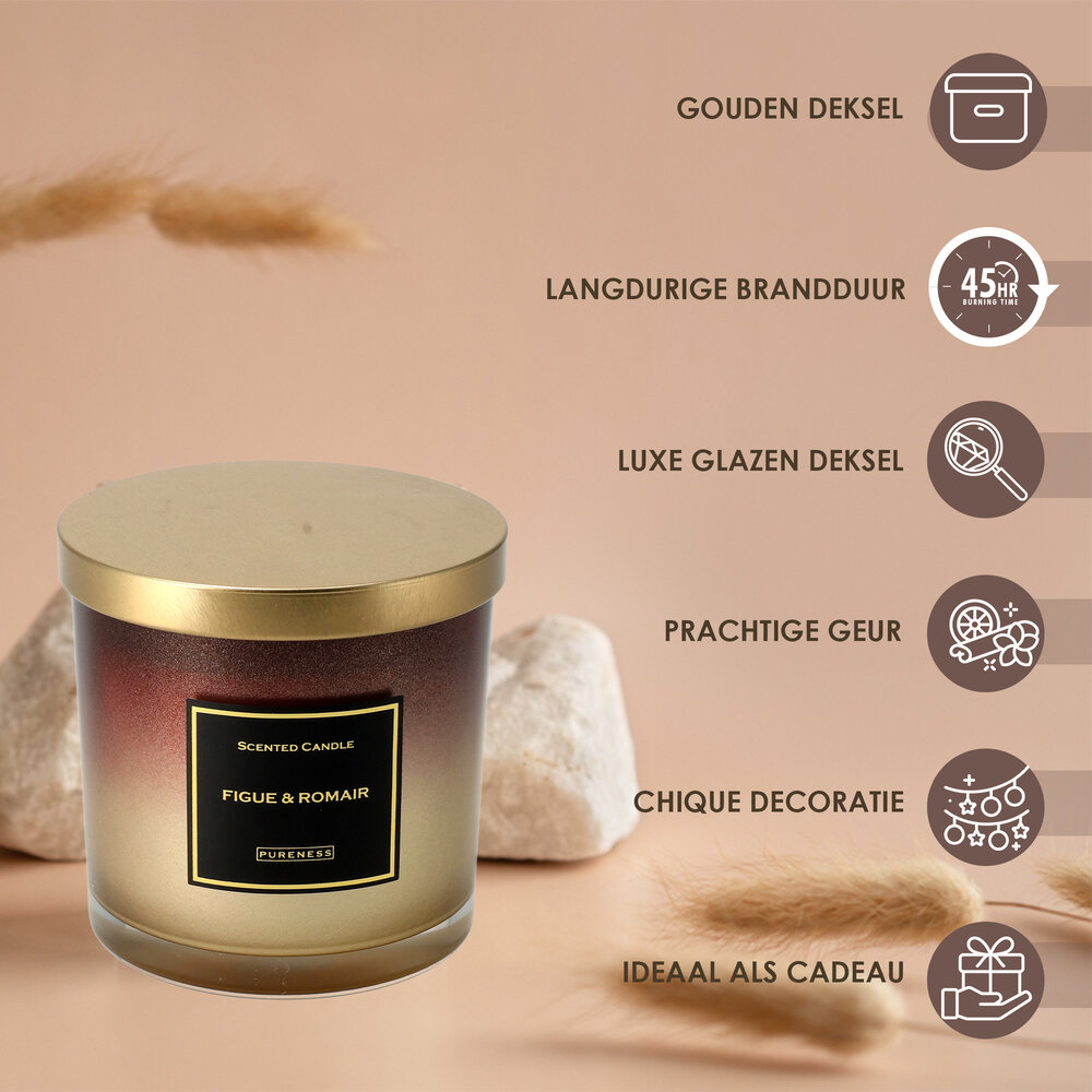 Merkloos Luxury Scented Candles - 48 hr Burning Time - Fig & Rosemary  Scented Candle in Glass Jar - Perfect Gift Idea Merkloos Luxury Scented Candles - 48 hr Burning Time - Fig & Rosemary  Scented Candle in Glass Jar - Perfect Gift Idea