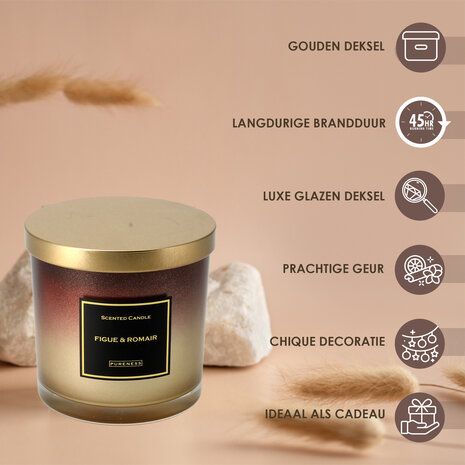 Merkloos Luxury Scented Candles - 48 hr Burning Time - Fig & Rosemary  Scented Candle in Glass Jar - Perfect Gift Idea Merkloos Luxury Scented Candles - 48 hr Burning Time - Fig & Rosemary  Scented Candle in Glass Jar - Perfect Gift Idea