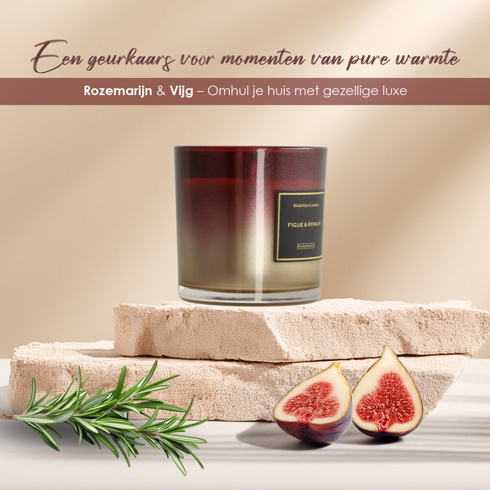 Merkloos Luxury Scented Candles - 48 hr Burning Time - Fig & Rosemary  Scented Candle in Glass Jar - Perfect Gift Idea Merkloos Luxury Scented Candles - 48 hr Burning Time - Fig & Rosemary  Scented Candle in Glass Jar - Perfect Gift Idea