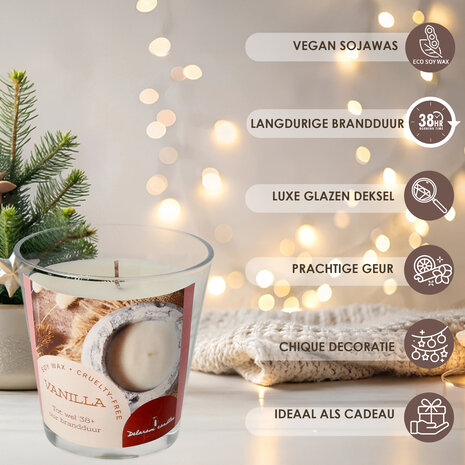 Delaram Soy Wax Aroma Candle - Vanilla Scented Candle for Bedroom & Living Room - 38 hr Burning Time