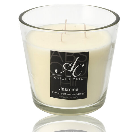 Merkloos Scented Candle Jasmine - Large Beautiful Candles - 48 hours Burning Hours - Luxury Candles in Glass for Living Room Merkloos Scented Candle Jasmine - Large Beautiful Candles - 48 hours Burning Hours - Luxury Candles in Glass for Living Room