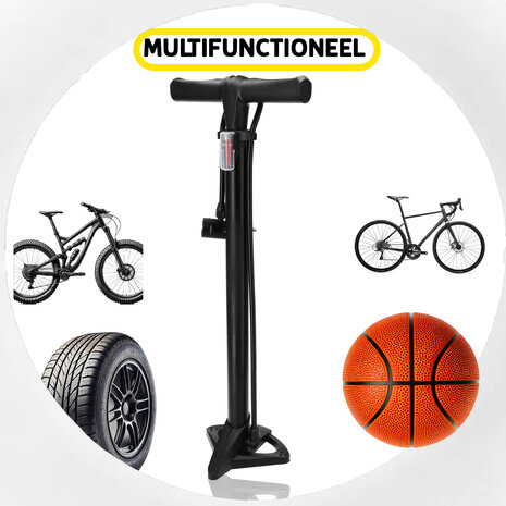 Discountershop Bicycle Floor Pump without Pressure Gauge - Suitable for All Valves - Double Pump Head - Ideal for Road Bike, Ball & Airbed - 12 Bar - Black Discountershop Bicycle Floor Pump without Pressure Gauge - Suitable for All Valves - Double Pump Head - Ideal for Road Bike, Ball & Airbed - 12 Bar - Black