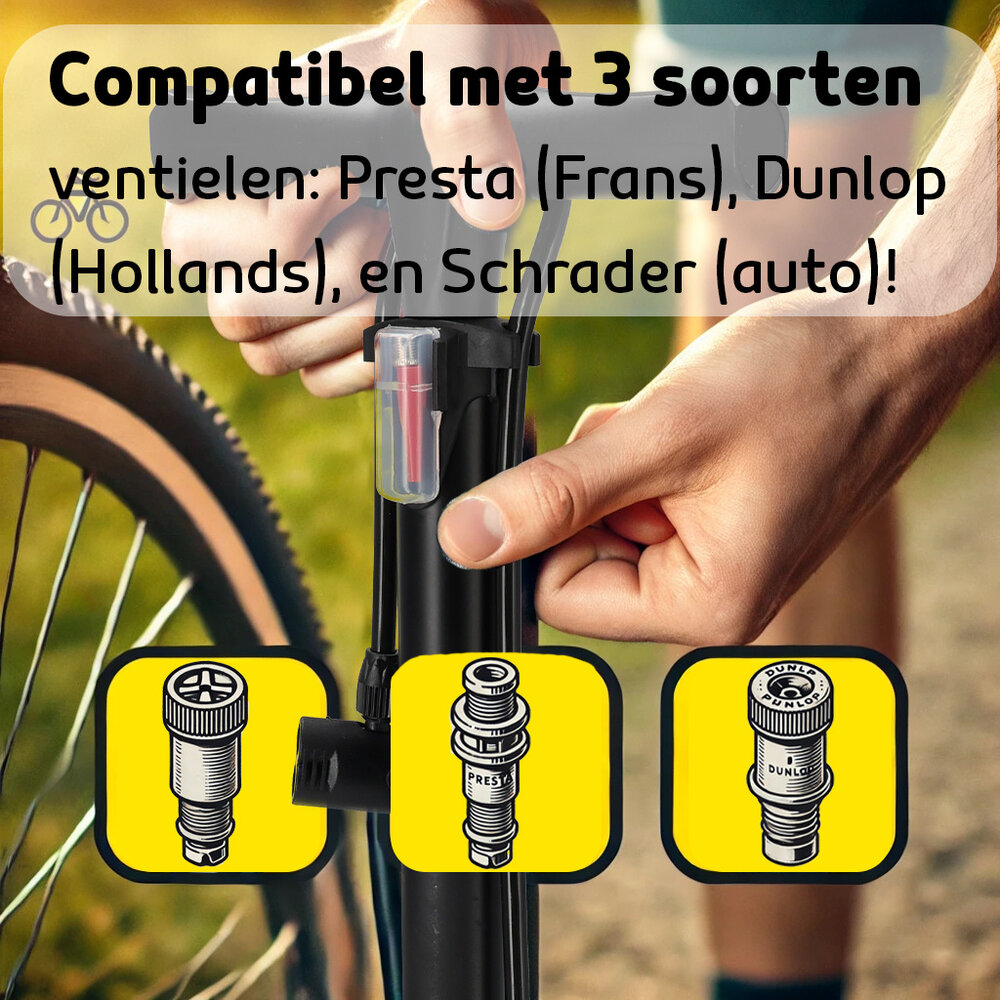 Discountershop Fietspomp zonder Drukmeter - Staande Pomp met Dubbele Pompkop - Geschikt voor Alle Ventielen - Ideaal voor Racefiets, Bal en Luchtbed - 12 Bar Discountershop Fietspomp zonder Drukmeter - Staande Pomp met Dubbele Pompkop - Geschikt voor Alle Ventielen - Ideaal voor Racefiets, Bal en Luchtbed - 12 Bar