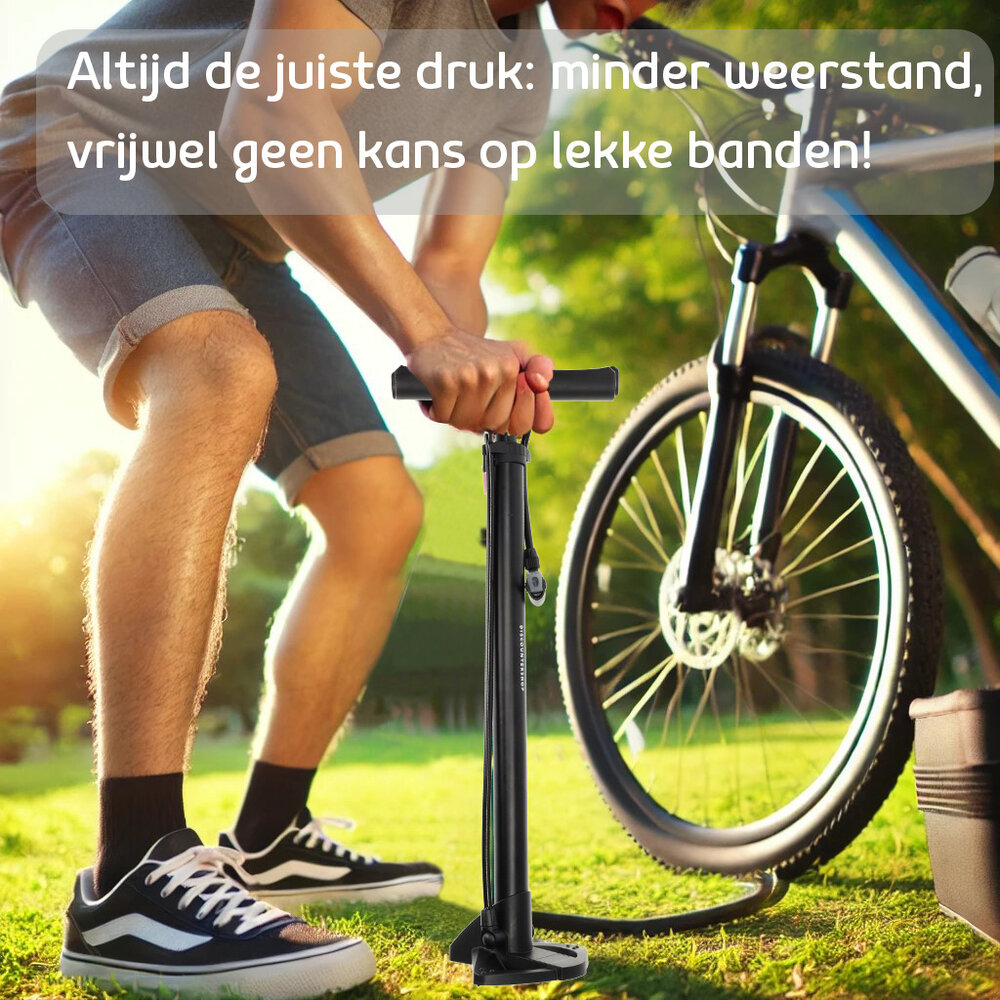 Discountershop Bicycle Floor Pump without Pressure Gauge - Suitable for All Valves - Double Pump Head - Ideal for Road Bike, Ball & Airbed - 12 Bar - Black Discountershop Bicycle Floor Pump without Pressure Gauge - Suitable for All Valves - Double Pump Head - Ideal for Road Bike, Ball & Airbed - 12 Bar - Black