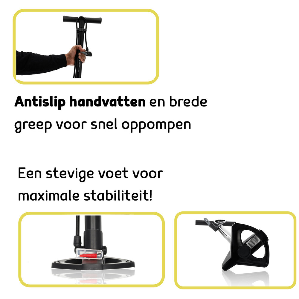 Discountershop Fietspomp zonder Drukmeter - Staande Pomp met Dubbele Pompkop - Geschikt voor Alle Ventielen - Ideaal voor Racefiets, Bal en Luchtbed - 12 Bar Discountershop Fietspomp zonder Drukmeter - Staande Pomp met Dubbele Pompkop - Geschikt voor Alle Ventielen - Ideaal voor Racefiets, Bal en Luchtbed - 12 Bar