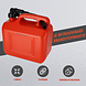Discountershop Fuel Jerry Can 5 Liter - With Pouring Spout - Red Gasoline can -  Polyethylene Plastic Plastic Jerry Can - Heavy Duty