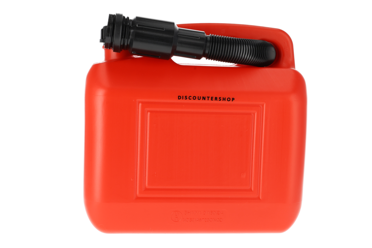 Discountershop Fuel Jerry Can 5 Liter - With Pouring Spout - Red Gasoline can -  Polyethylene Plastic Plastic Jerry Can - Heavy Duty
