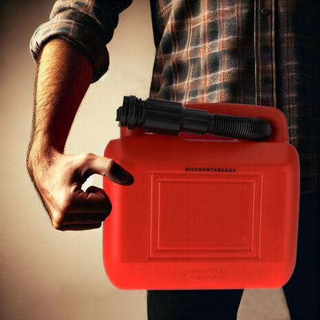 Discountershop Fuel Jerry Can 5 Liter - With Pouring Spout - Red Gasoline can -  Polyethylene Plastic Plastic Jerry Can - Heavy Duty